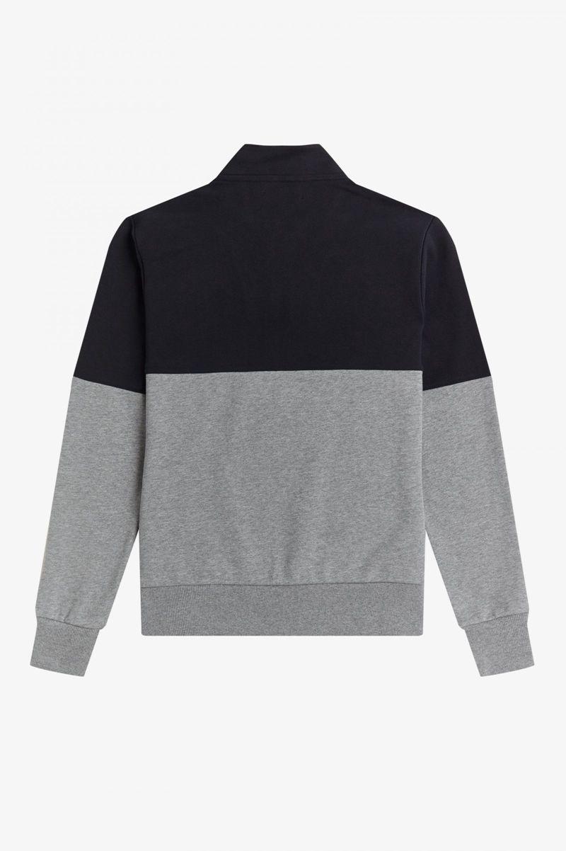 Grey Fred Perry Colour Block Half Zip Men's Sweatshirts | PH 1567OKIR